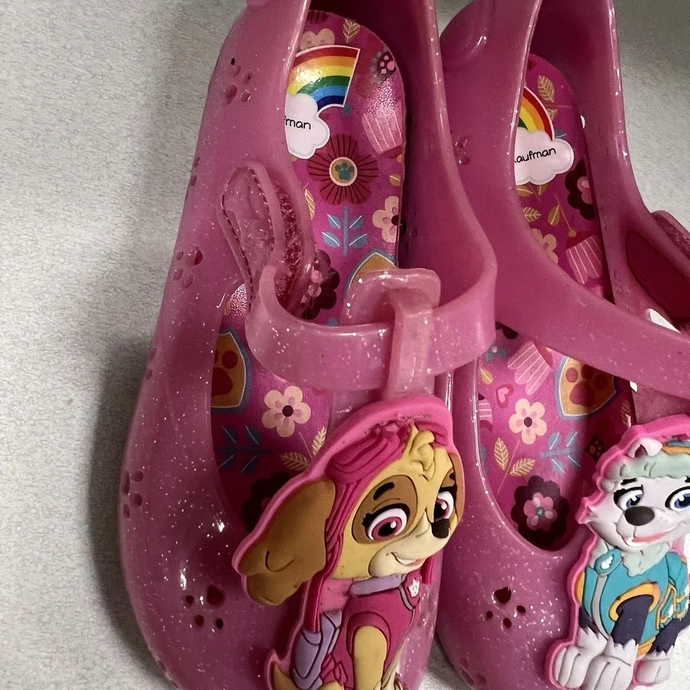 Nickelodeon Girls Size 8 Paw Patrol Pink Glitter Casual‎ Jelly Slip-on Shoe